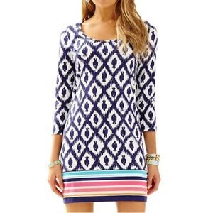 Lilly Pulitzer Beacon Little Fish Dress women's size XS navy blue pima cotton